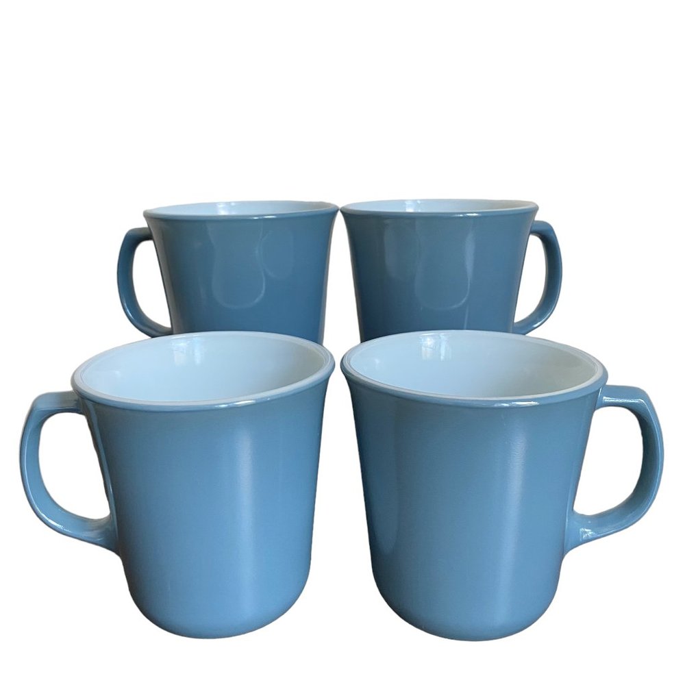 Vintage Pyrex Slate Blue Mugs Set Of 4